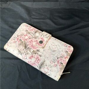 Floral Pink Rose Zip Wallet